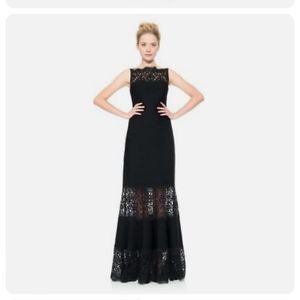 Tadashi Shoji embroidered illusion lace gown